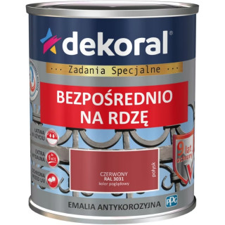 DEKORAL EMALIA ANTYKOROZYJNA 0,65L CZERWONY POŁYSK