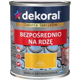 DEKORAL EMALIA ANTYKOROZYJNA 0,65L ŻÓŁTY POŁYSK