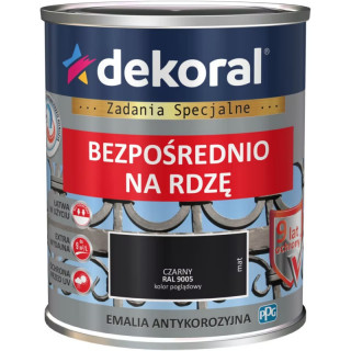 DEKORAL EMALIA ANTYKOROZYJNA 0,65L CZARNY MAT