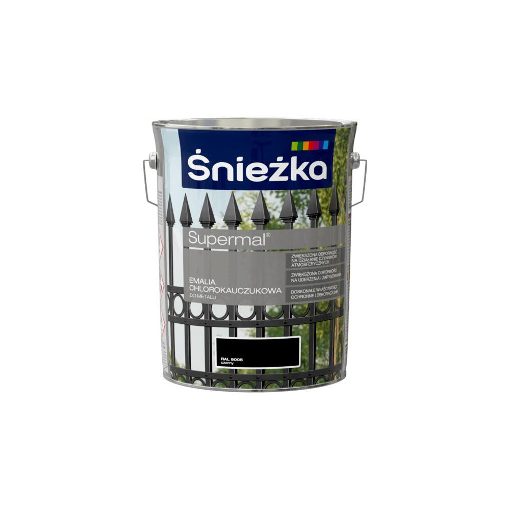 ŚNIEŻKA EMALIA CHLOROKAUCZUKOWA  5L CZARNY RAL 9005