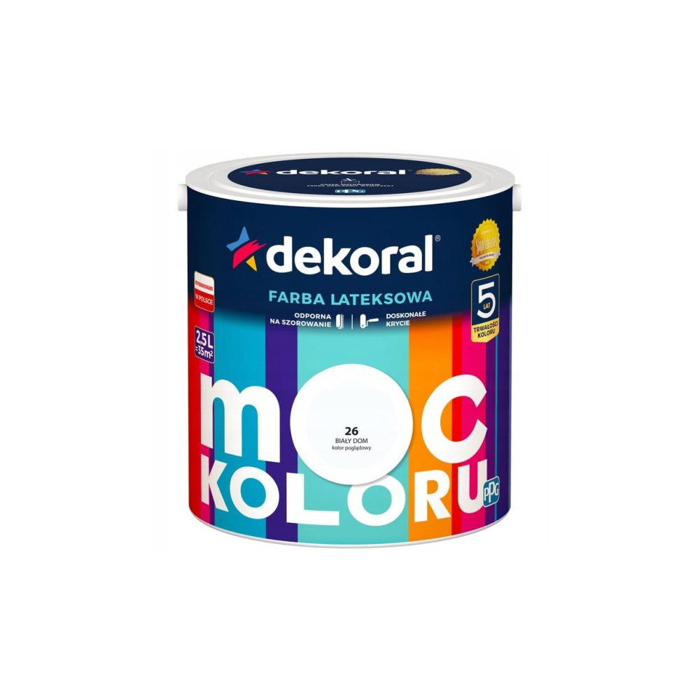 FARBA DEKORAL AKRYLIT W  2,5L BIAŁY DOM