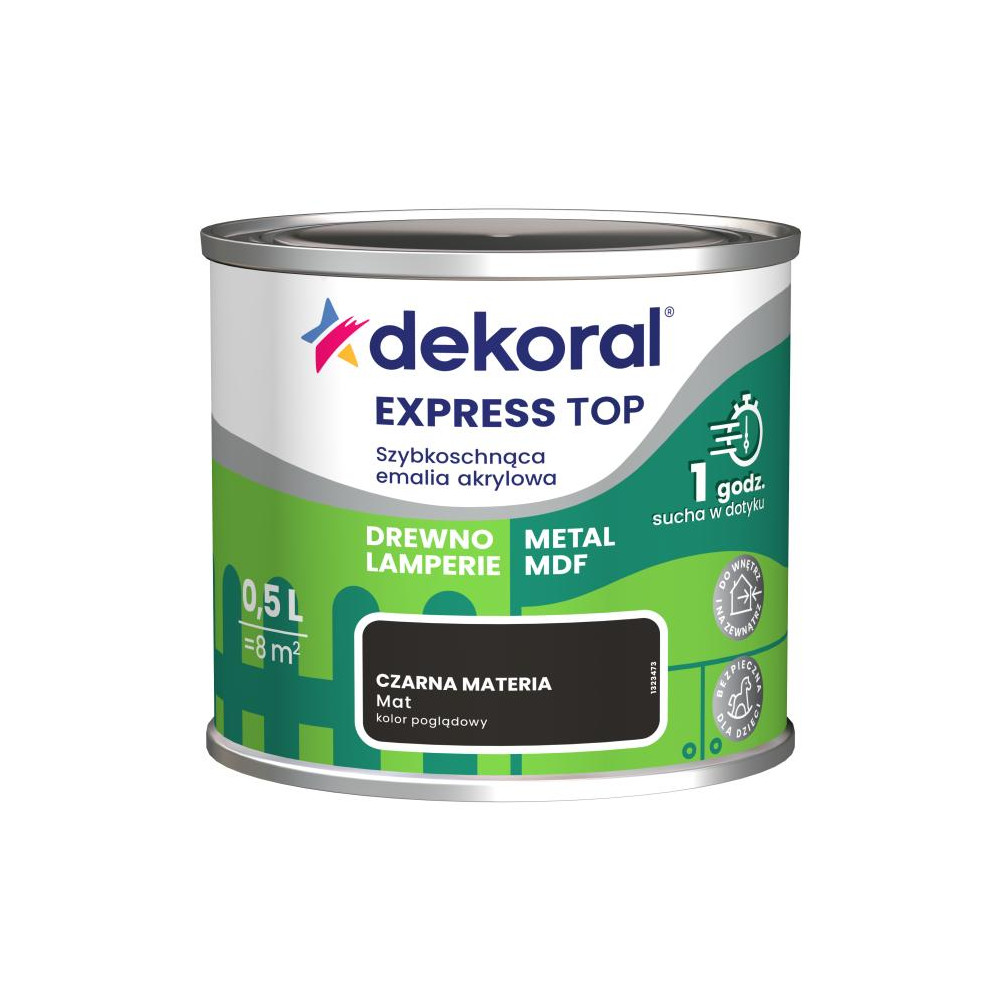 FARBA DEKORAL AKRYLUX  0,5L CZARNA MATERIA