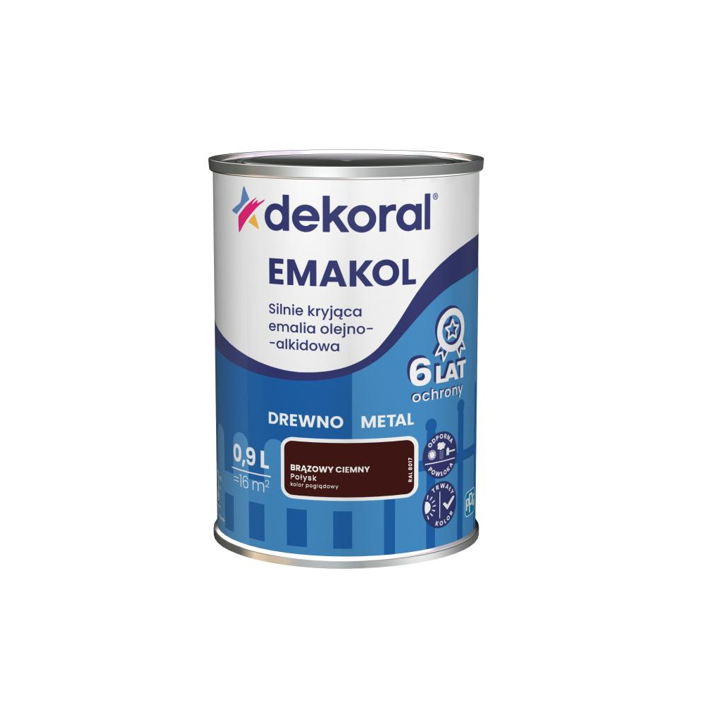 FARBA EMAKOL STRONG  0,9L BRĄZOWY CIEMNY DEKORAL