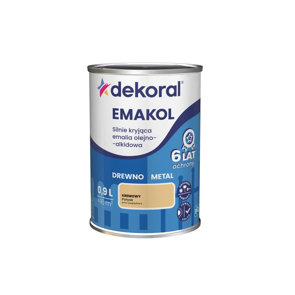 FARBA EMAKOL STRONG  0,9L KREMOWY DEKORAL