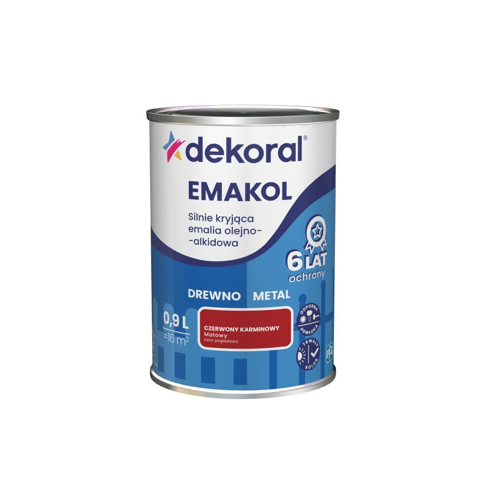 FARBA EMAKOL STRONG  0,9L CZERWONY KARMINOWY MAT