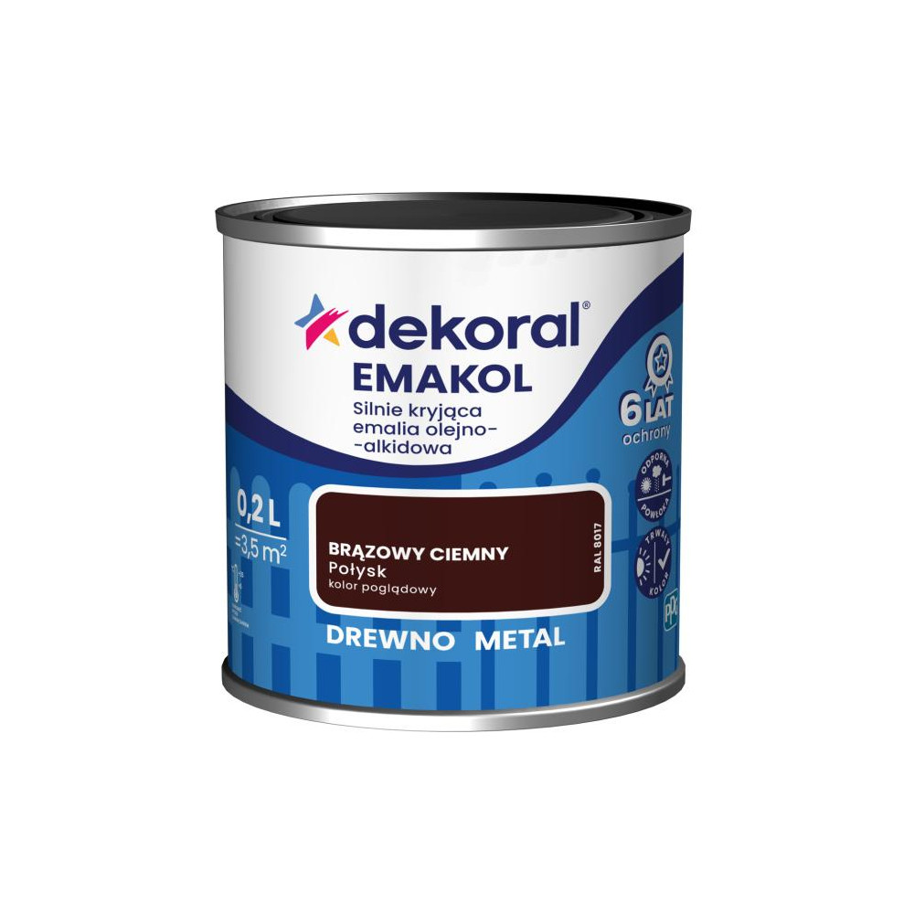 FARBA EMAKOL STRONG  0,2L BRĄZOWY CIEMNY