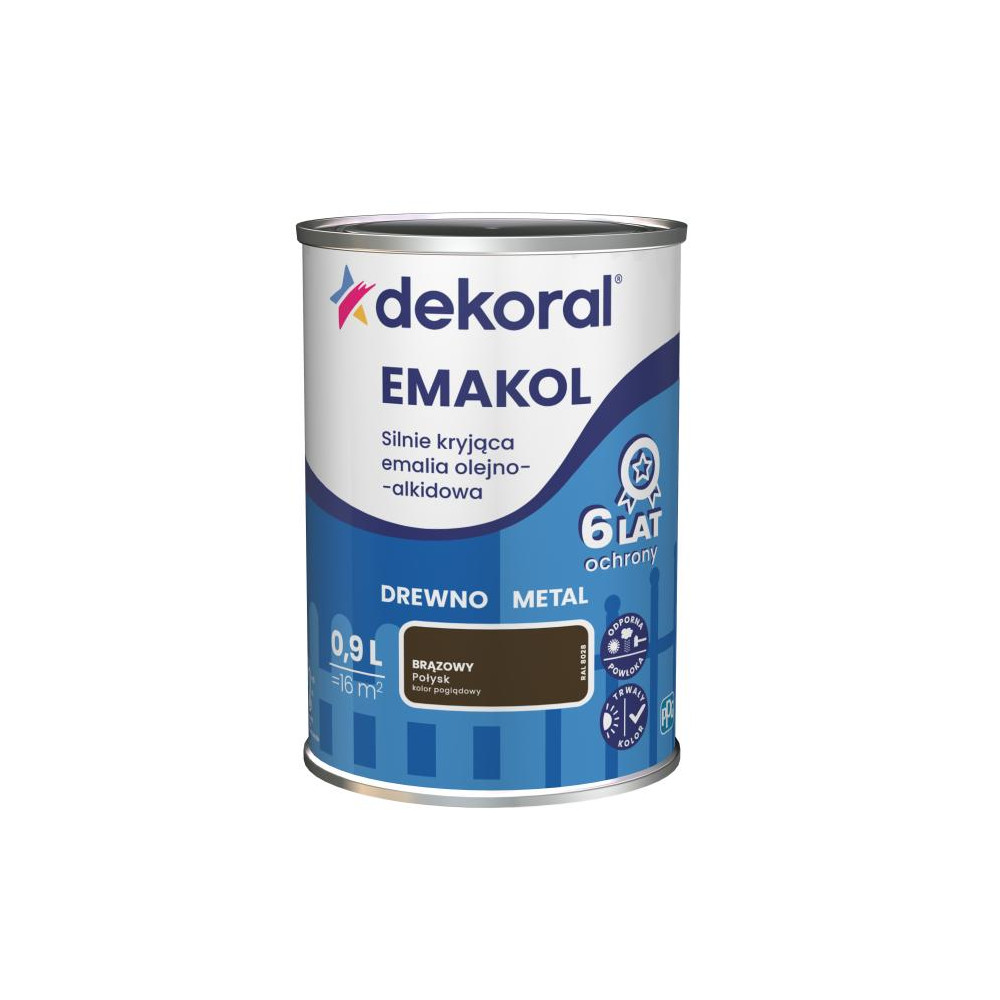 FARBA EMAKOL STRONG  0,9L BRĄZOWY