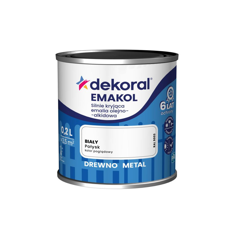 FARBA EMAKOL STRONG  0,2L BIAŁY