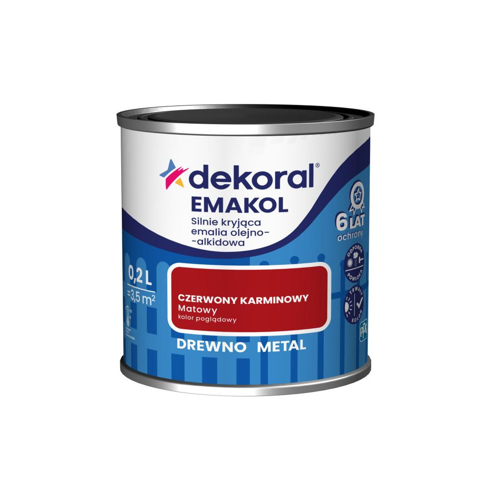 EMAKOL STRONG  0,2L CZERWONY KARMINOWY MAT