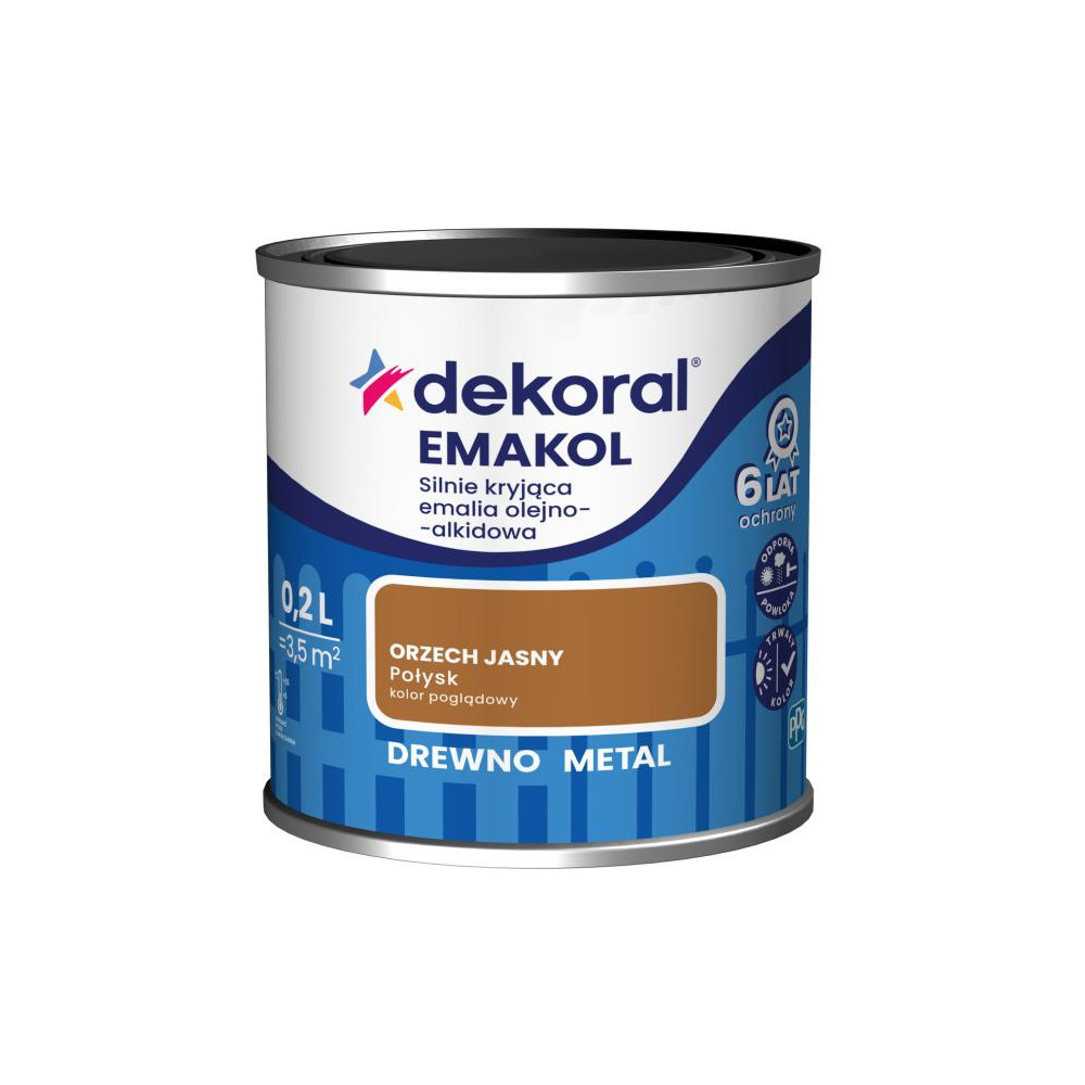 FARBA EMAKOL STRONG  0,2L ORZECH JASNY DEKORAL