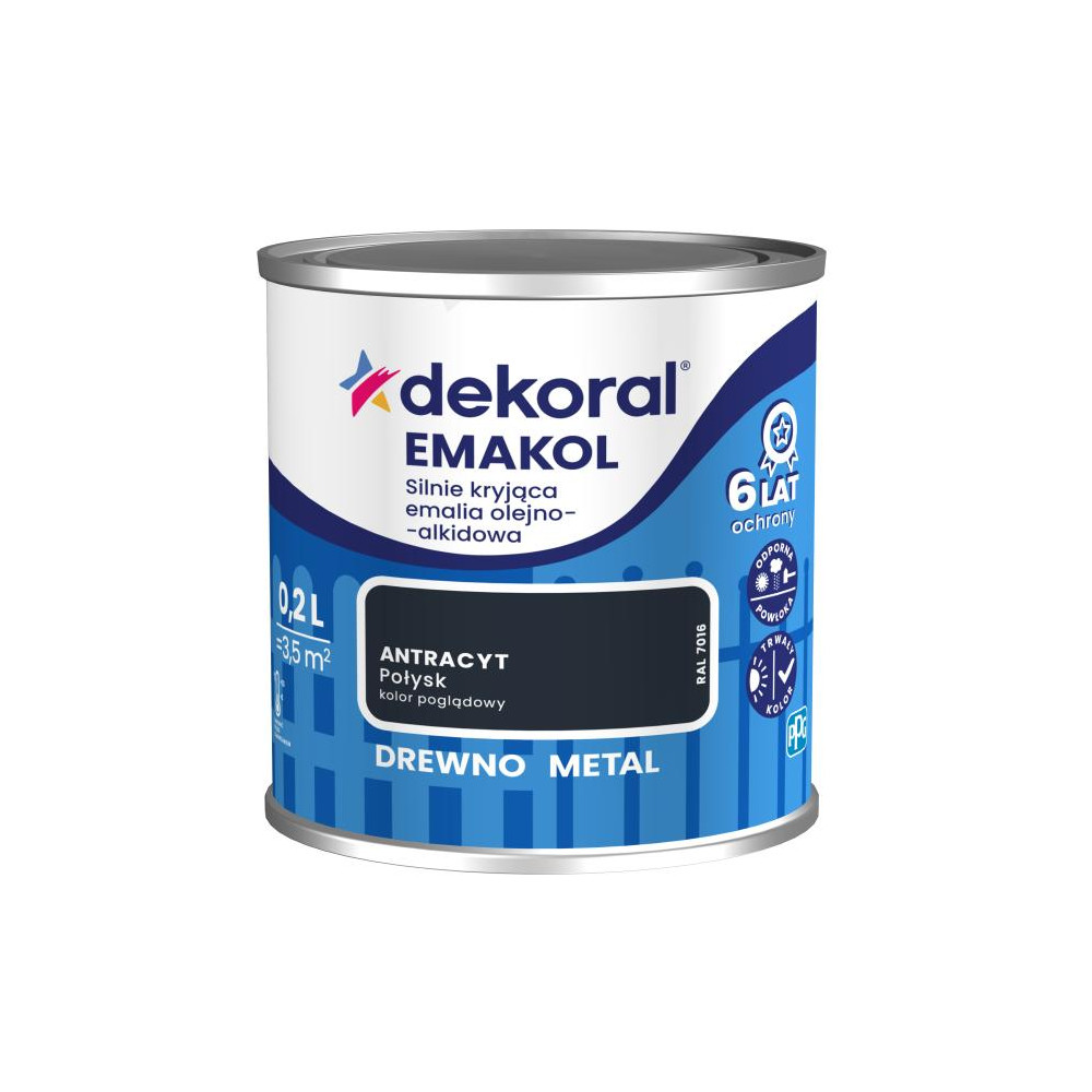 FARBA EMAKOL STRONG ANTRACYT 0,2L DEKORAL