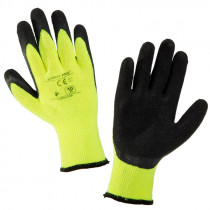 Rękawice zimowe ochronne ocieplane powlekane lateksem L2504 czarno-żółte - 10 (XL) - CE - Lahti Pro