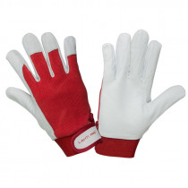Rękawice ochronne ze skóry koziej L2702 czerwono-białe - rozmiar do wyboru - CE - Lahti Pro