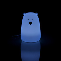 Lampka silikonowa Miś Tap Tap LED WRGB akumulator+USB biała - POLUX