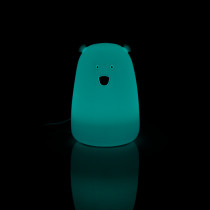 Lampka silikonowa Miś Tap Tap LED WRGB akumulator+USB biała - POLUX
