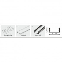 Zestaw Profil aluminiowy natynkowy do taśm LED 1m 8-10mm biały - POLUX
